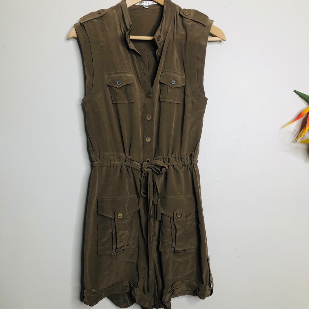 WALTER BAKER 100% silk khaki romper jumper cargo